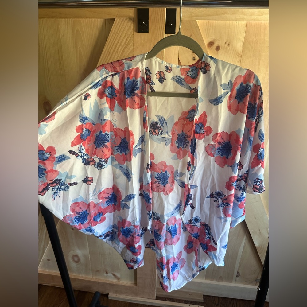 Floral Kimono with Pink and Blue Flowers